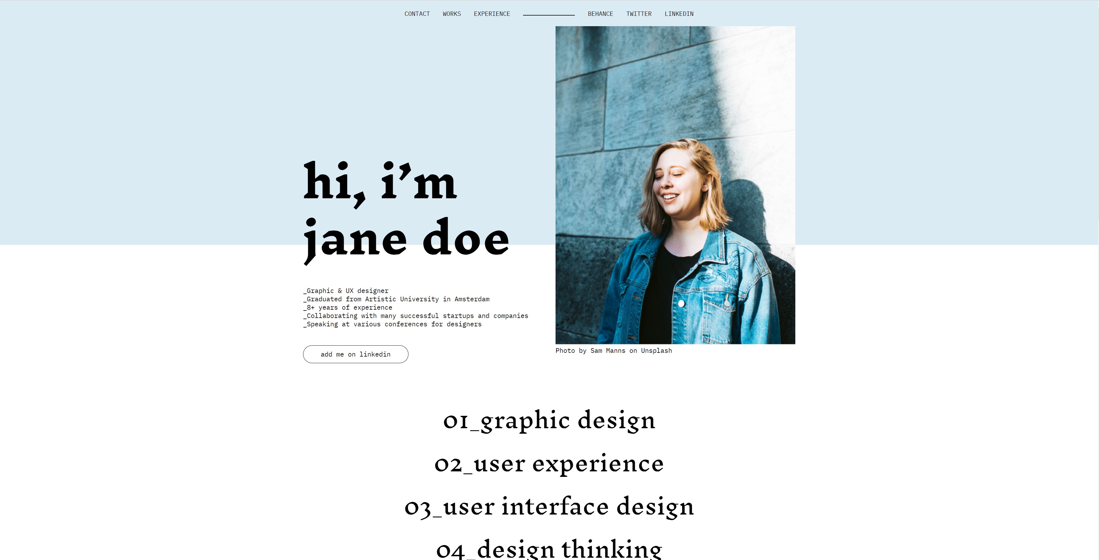Jane Doe Website view